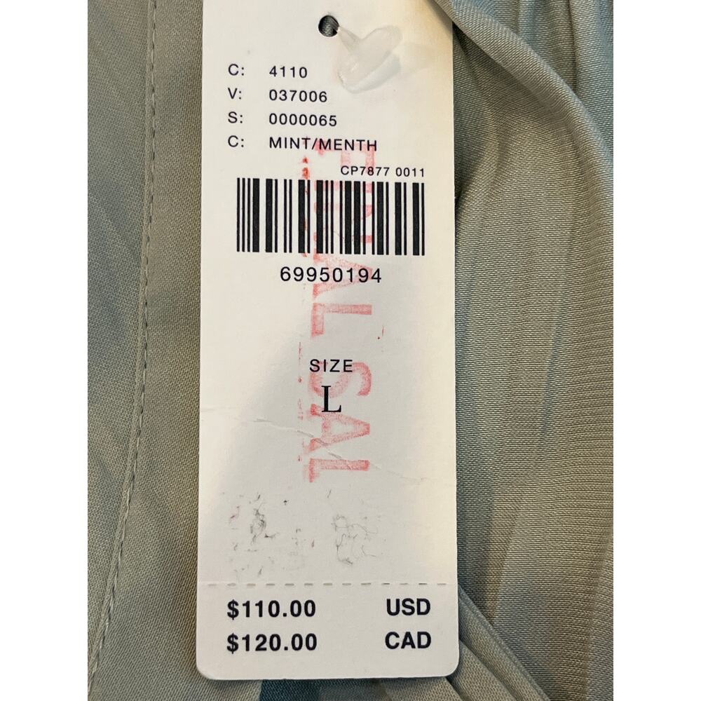 Anthropologie NEW Large Blouson Sleeve Satin Open‎ Back Blouse Mint Green V Neck - Picture 8 of 12
